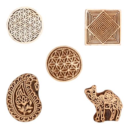 Set of 5 Piece New Mix Wooden Printing Block